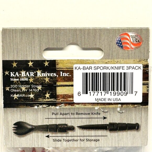 Ka-Bar Spork (Fork/Spoon) Knife Camping Tactical Utensils 3 Pack 9909 USA - Picture 9 of 9